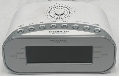 Timex T231Y AM/FM Dual Alarm Clock Radio with 1.2-Inch Green Display and Line-In - Image 1 of 4