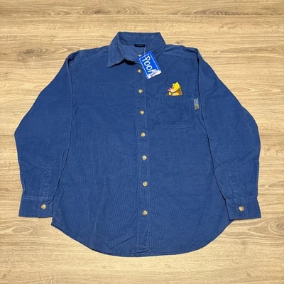 НОВАЯ винтажная мужская рубашка 90-х Disney Winnie the Pooh с вельветовым карманом на пуговицах S - Изображение 1 из 4