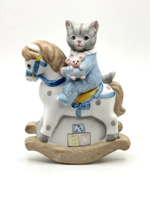 1988 Schmid Kitty Cucumber Rocking Horse Vintage Porcelain Figurine - Image 1 of 4