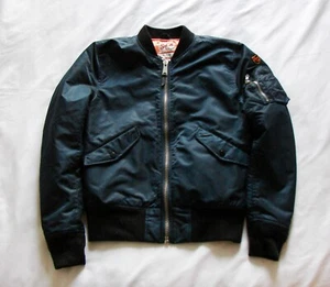 Unisex Vintage 90s Schott NYC AC American College Blue MA-1 Flight Bomber Jacket - Picture 1 of 8