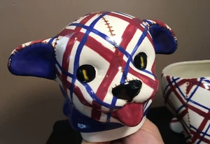 **Vintage MCM BRAYTON LAGUNA PATCHWORK PUPPY COOKIE JAR GINGHAM DOGS~CLEAN - Picture 1 of 24