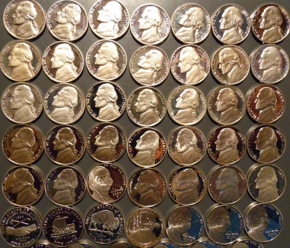 1968-S thru 2023-S Jefferson Nickel Gem Proof 59 Coin Complete Date Set Run - Image 1 of 1