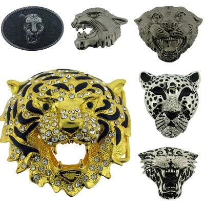 Men Women Belt Buckle Snake Animal Lion Tiger Leopard Metal Black Panther Logo - Image 1 of 4