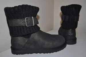 NIB Women's UGG Cambridge Metallic Black Suede Boot #1006738 Belted & Knit 7-38 - Picture 1 of 9