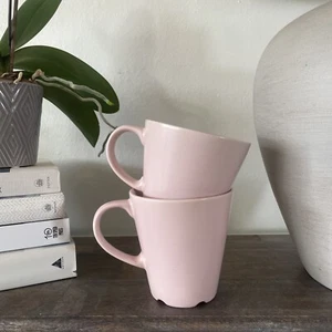 Ikea Dinera Pink Footed Coffee Tea Mugs Cups 12011 Stoneware Set Of 2 - Picture 1 of 6