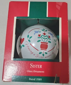 1989 Hallmark Keepsake Glass Ornament "SISTER" - Picture 1 of 2