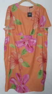 Damen Shein Kaftan Stil Kleid Orange Blumen Seitenschlitze n Mieder Größe 32 34 - Bild 1 von 5
