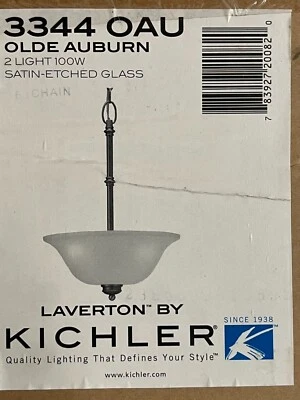 Kichler 3344 OAU Antiguo castaño rojizo 2 luces 100 W vidrio grabado satinado nuevo en caja M71 Foto 1 de 3