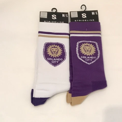 Orlando City SC Purple/White Classic Knit Socks STRIDELINE M-L Men Socks New 2PC Cover
