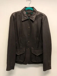 LAUREN RALPH LAUREN WOMENS' PURE LEATHER JACKET IN BROWN SIZE M MINT CONDITION - Picture 1 of 3