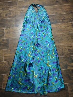 Maxi Vestido Pijama Fredericks of Hollywood Pavo Real Para Mujer Talla M Vintage Deco Foto 1 de 4