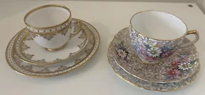 2 x Vintage Fine Bone Chine Teacups and Saucers - Royal Albert & Springfield - Picture 1 of 12
