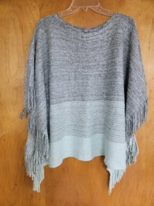 CHICO’S Talla S/M Gris-Verde Brezo CAFTÁN TOP Pullover Kimono Suéter Flecos - Imagen 1 de 6