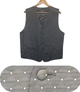 Umo Lorenzo Vest Mens M Black Polka Dots Bling Sleeveless Button Front Formal - Picture 1 of 16