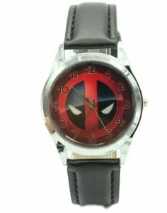 Deadpool Logo Black Leather Wrist Watch - Picture 1 of 1