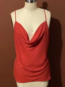 Express Women’s Cowl Neck Red Blouse Top Size Large Spaghetti Strap - Picture 1 of 9