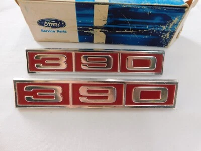 NOS OEM Ford 1968 Galaxie 500 390 Fender Emblems Ornaments Trim Pair - Image 1 of 4