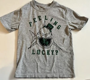 St. Patrick's Day Shark Shirt Feeling Lucky? Top Size XS 4/5 - EUC - Picture 1 of 3