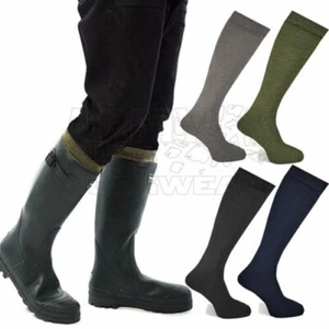 Mens Wellington Boot Socks Long Length Cushioned Camping Gardening Size UK 6-11 - Picture 1 of 5