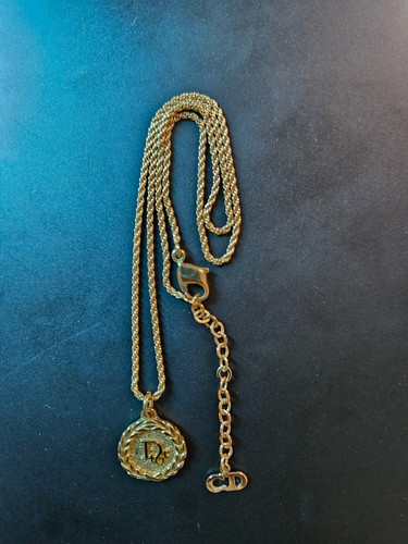 Collana Medaglione Vintage Christian Dior Tono Oro Firmata Chr. Dior