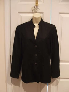 New in pkg j.r.t/newport news black  linen blend fully lined blazerJacket size 4 - Picture 1 of 2