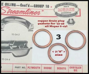 Juntas de tapón de drenaje de aceite Plymouth 1930-1956 1940-1950 Chrysler Dodge Truck Mopar - Imagen 1 de 5