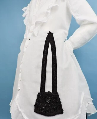 ВИКТОРИАНСКИЙ 19-ГО C ЧЕРНЫЙ JEAD БУСИНА CHATALAINE СУМОЧКА ДЛЯ СУЕТЫ ПЛАТЬЕ - Изображение 1 из 4
