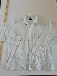 Mens Shirt George Size 17.5'' Long Sleeve Button Front White Mix 6991 - Picture 1 of 11