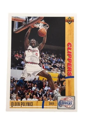 Excellent: Vintage 1991-92 UPPER DECK Olden Polynice Los Angeles Clippers Card - Image 1 of 2