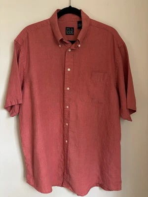 Camisa Jos A Bank Travelers Collection Hombre Naranja Lino Abotonada S/S Talla L Foto 1 de 4