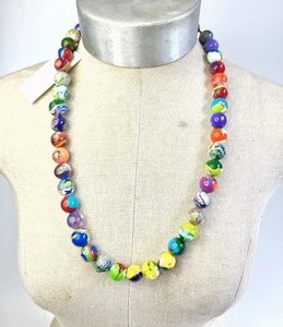 Sobral Planets Urano Pollock Multicolor 42 Orb Beads Artist Made 30" Necklace - Picture 1 of 5