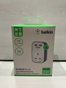 Belkin Surge Cube Plus Protector | x2 USB Port 2.4 Amp | UK Plug New Sealed - Photo 1/6