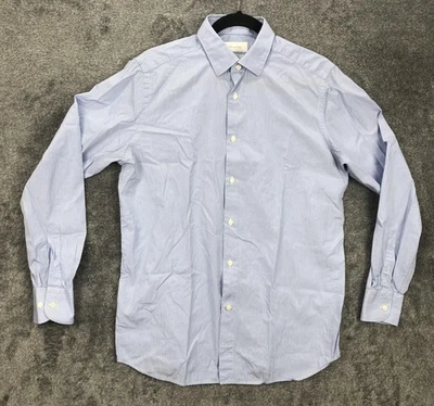 Massimo Dutti Shirt Mens Large Blue White Stripe Long Sleeve Button Front - Image 1 of 4