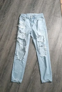 Jeans American Eagle Mom donna 0 regular lavaggio leggero vita alta strigid invecchiato - Foto 1 di 8