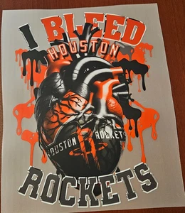 Houston Rockets Colorful 8" DTF Heat Transfer Iron On FREE Shipping (C4/4) - Picture 1 of 1