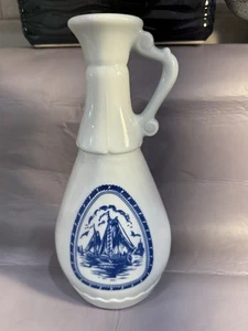 Vintage Delft Blue/White HOLLAND Dutch Windmill/Ship Decanter-Bottle-Pitcher - Picture 1 of 5