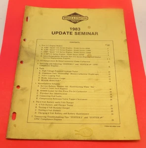 BRIGGS & STRATTON MANUAL ENGINE 1983 TECHNICAL UPDATE SEMINAR BOOKLET SHOP - Bild 1 von 1