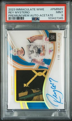 2023 Panini Immaculate WWE Rey Mysterio Acetate Patch Auto 1/8 PSA 9 - Image 1 of 2
