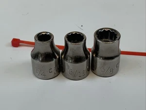 Craftsman 3pc 3/8 Drive 12pt SAE Sockets, 1/4-5/16-3/8in., G2 Series, USA -RED - Picture 1 of 5