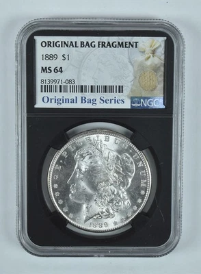 1889 Morgan Silver Dollar Original Bag Fragment MS64 NGC *5710 - Image 1 of 4