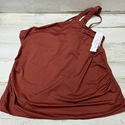 La Blanca Island One Shoulder Womens 18w Keyhole Tankini Swimsuit Top Brown 18 W - Image 1 of 4