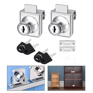 Glass Cabinet Lock Zinc Alloy Privacy Anti Theft Easy Installation 2 Pack - Picture 1 of 40