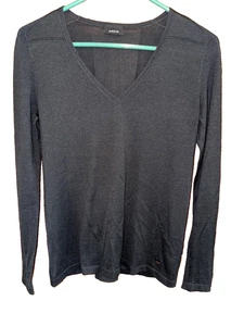 Akris v neck Sweater Womens US size 4 black Cashmere Silk Knit Pullover - Picture 1 of 6