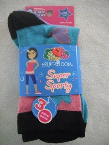 NEW 3 pack FRUIT OF THE LOOM SUPER SPORTY SOCKS large shoe size 4-10 crew STARS  - Picture 1 of 2