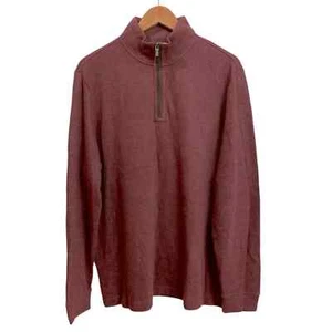 Joseph Abboud Burgundy Cotton/Modal Quarter Zip Size Large Casual Preppy - Picture 1 of 6