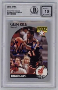 Glen Rice 1990-91 NBA Hoops #168 Rookie RC Signed Beckett Witness BGS 10 Auto - Picture 1 of 1