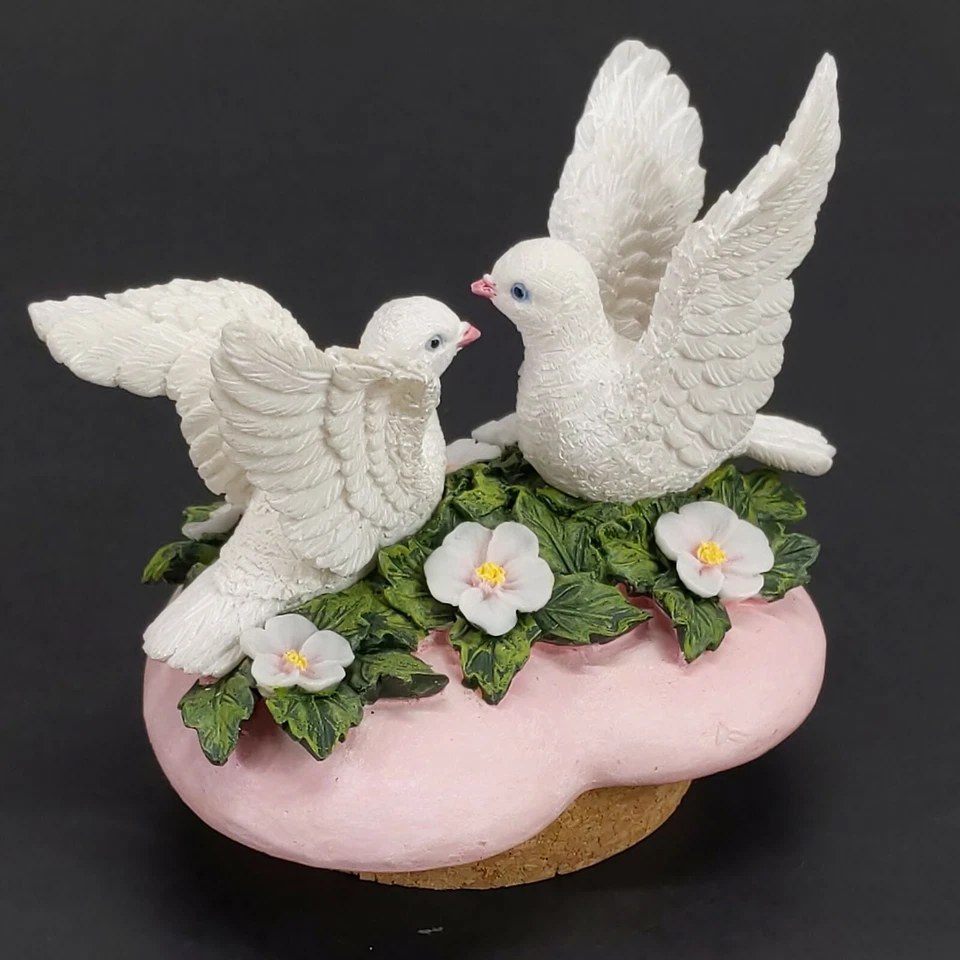 Decoración de tarro de velas de 2" para interiores del hogar palomas blancas amor pájaros corazón estatuilla floral Foto 1 de 4