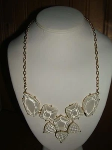 GP Chain Solid Beige Cream Stone Statement Bib Necklace Graceful (New) #15 - Picture 1 of 6