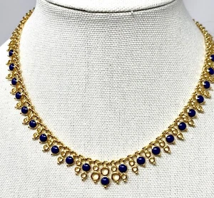 "Collar reversible Joan Rivers azul lapislázuli circonita estrás 16""" - Imagen 1 de 9