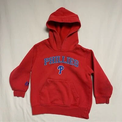 Philadelphia Phillies Sweatshirt MLB Baseball Red White Hoodie Boy’s 4 Hooded - Image 1 of 4